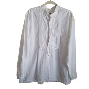 Wah Maker Frontier Bib Shirt Men's Sz Large White Button Up Western Made in USA